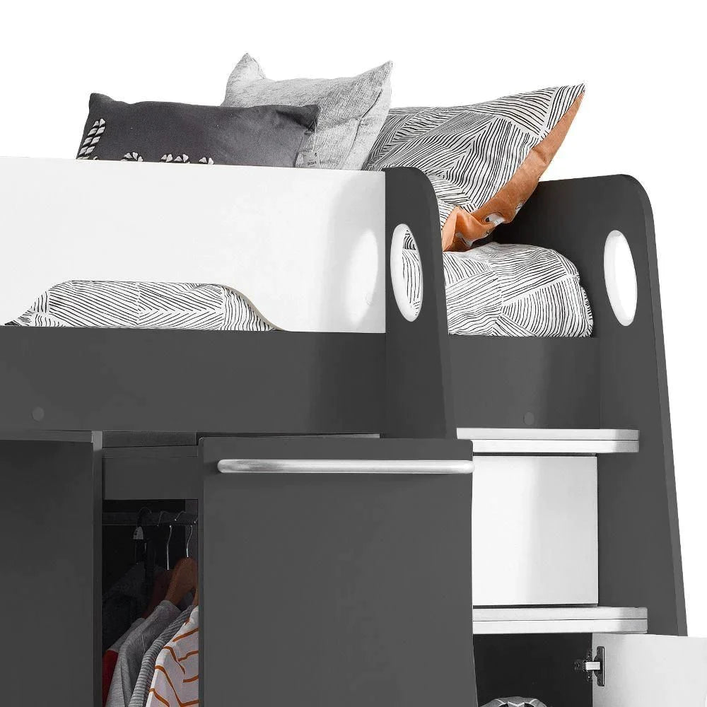 Pegasus High Sleeper (Grey & White) Wooden Bunk