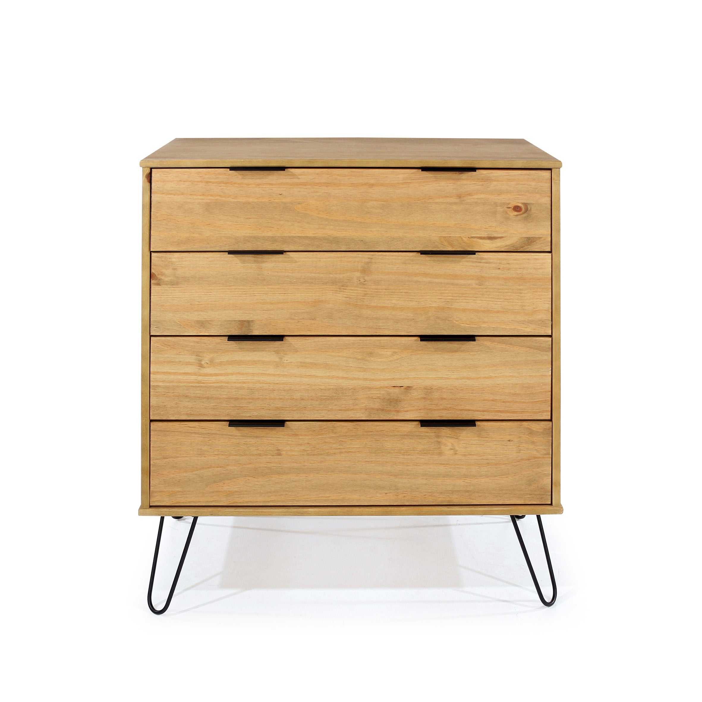 Augusta Pine 4 Drawer Chest With Hairpin Legs