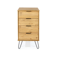 Augusta Pine 4 Drawer Narrow Chest With Hairpin Legs