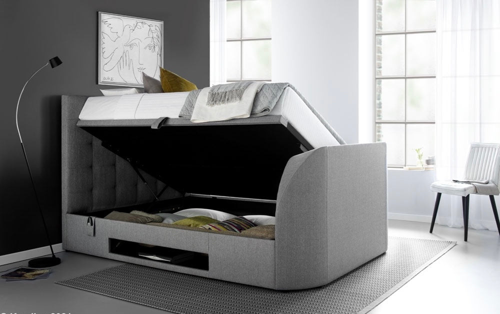 Barnard TV + Ottoman Storage Bed in Artemis Grey