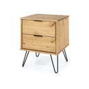 Augusta Pine 2 Drawer Bedside Cabinet With Hairpin Legs