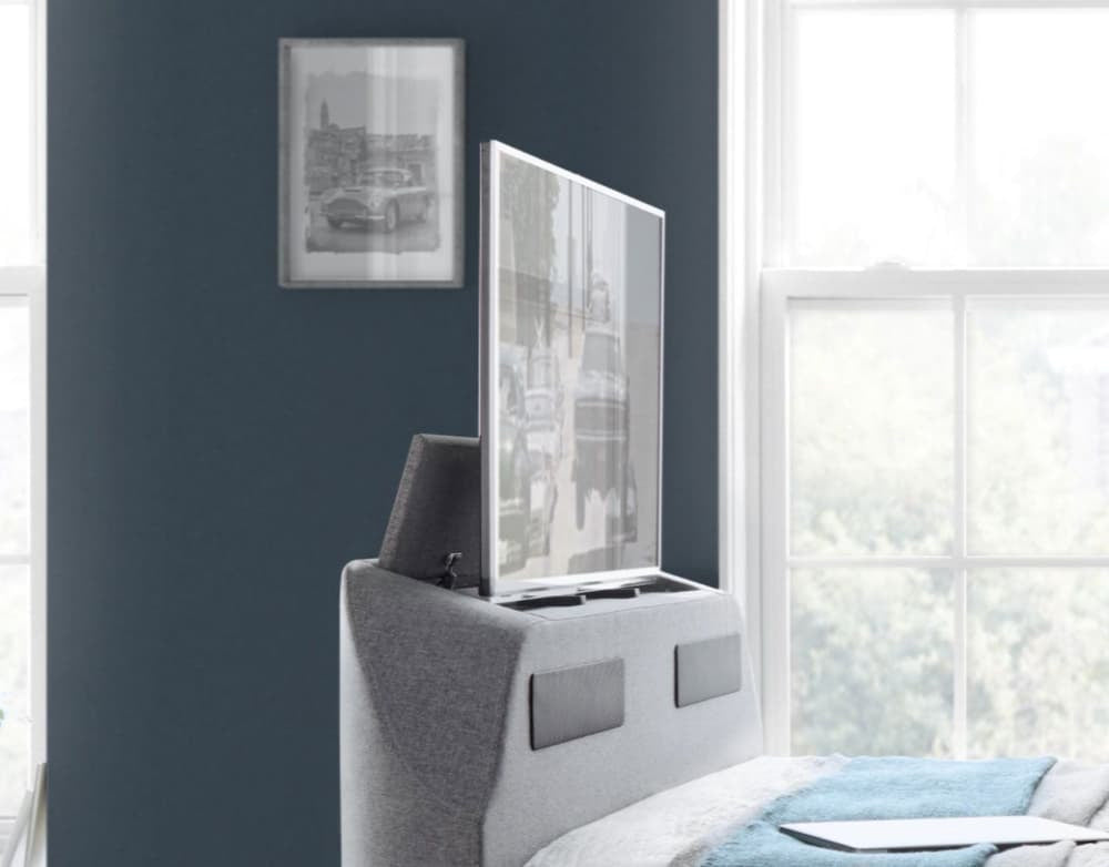 Titan Fabric TV Bed - Speakers + Sound Bar (Marbella Grey)