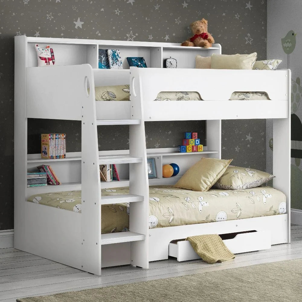 Orion Wooden Storage Bunk Bed Frame (White)