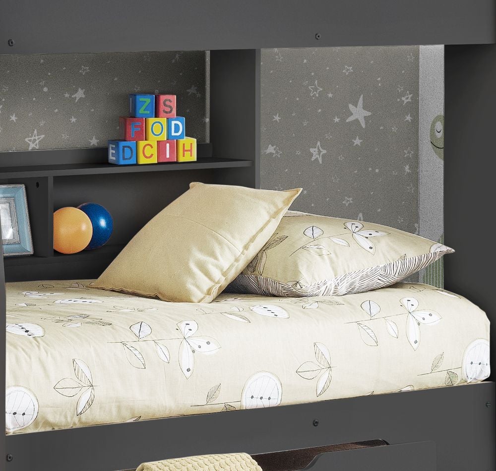 Orion Wooden Storage Bunk Bed Frame (Anthracite)
