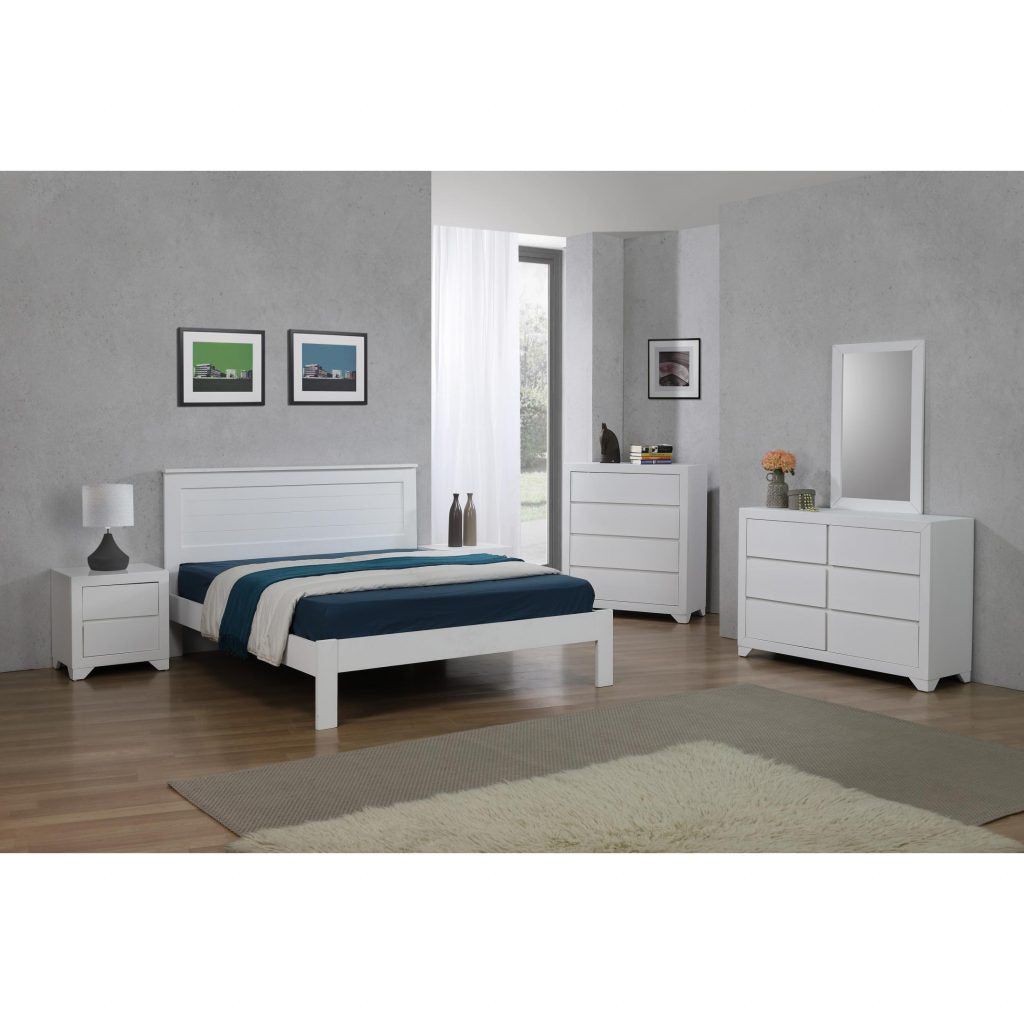 Etna White Wooden Bed Frame - Elegant & Sturdy Design