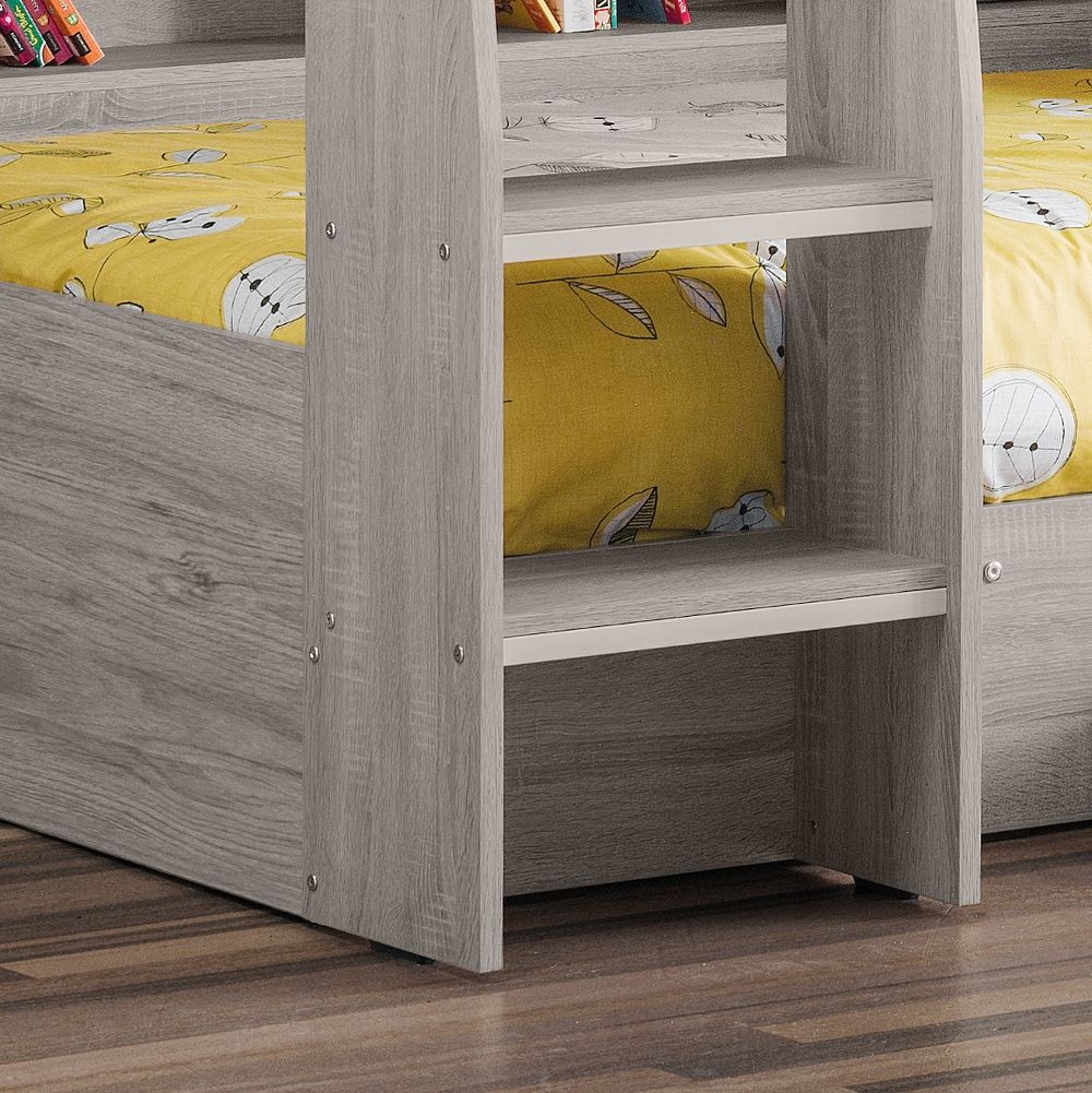 Orion Wooden Storage Bunk Bed Frame (Grey Oak)