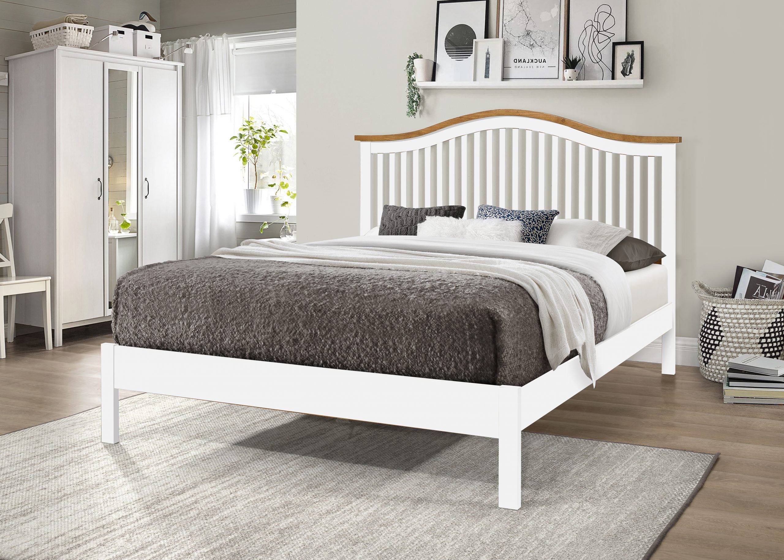 Chester White low Foot End Solid Wooden Shaker Bedstead