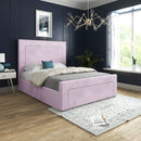 Laura Beaded-Stud Upholstered Soft Velvet Fabric Bed Frame (Pink)