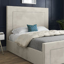 Laura Beaded-Stud Upholstered Soft Velvet Fabric Bed Frame (Cream)