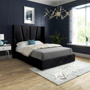 Vienna Wide Curved Winged Upholstered Soft Velvet Fabric Bed Frame (Black)