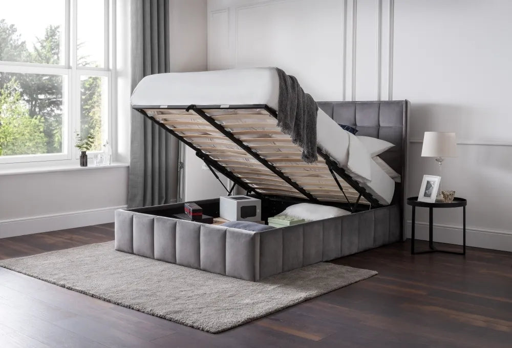 Gatsby Ottoman Bed in Light Grey - Elegant Storage Solution
