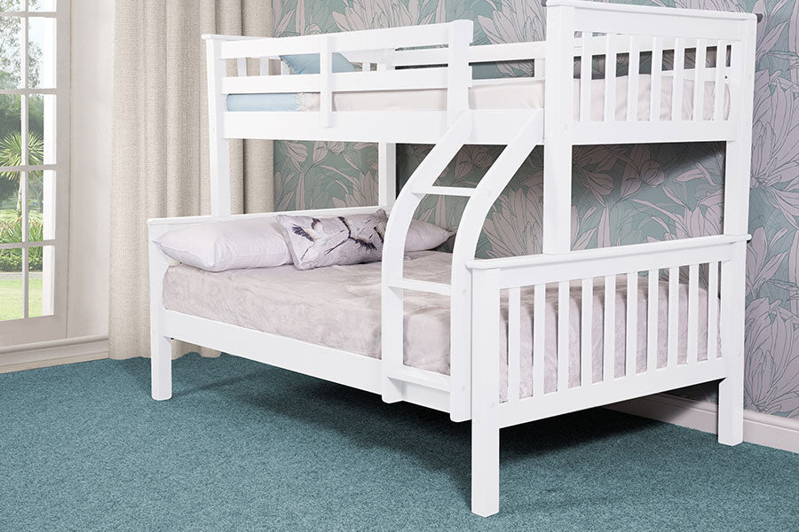 White Connor Three Sleeper Bunk Bed - Modern Design