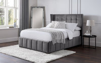 Gatsby Light Grey Velvet Bed Frame - Luxurious Fabric Design