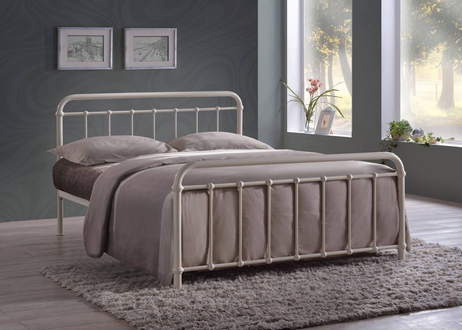 Miami Metal Bed Frame (Ivory)