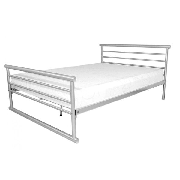 Bambi Silver Metal Bed Frame With Bar Base - Mattress Stop
