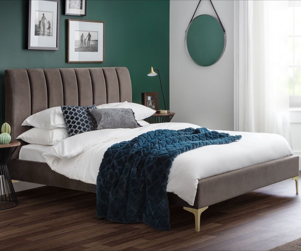 Deco Velvet Fabric Bed (Cocoa Truffle)