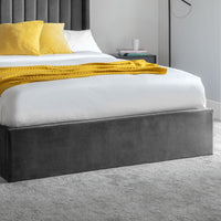 Langham Scalloped Ottoman Storage Fabric Bed