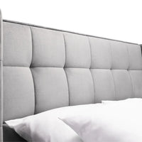 Gatsby Light Grey Velvet Bed Frame - Luxurious Fabric Design